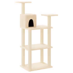 vidaXL Cat Tree with Sisal Scratching Posts Cream Cat Furniture Play Tower