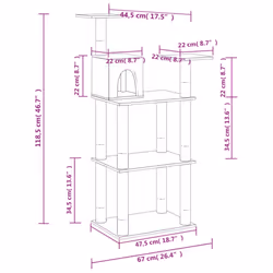 vidaXL Cat Tree with Sisal Scratching Posts Cream Cat Furniture Play Tower - Additional view 8