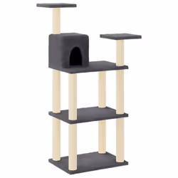 vidaXL Cat Tree with Sisal Scratching Posts Dark Grey Cat Condo Play Tower