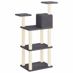 vidaXL Cat Tree with Sisal Scratching Posts Dark Grey Cat Condo Play Tower - Additional view 5