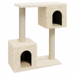 vidaXL Cat Tree with Sisal Scratching Posts Cream 60 cm Cat Play Tower Cave