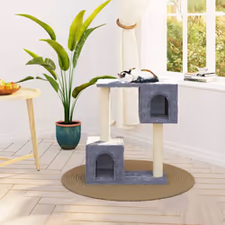 vidaXL Cat Tree with Sisal Scratching Posts Light Grey Cat Playhouse Condo