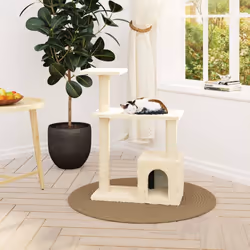 vidaXL Cat Tree with Sisal Scratching Posts Cream Cat Playhouse Cave Condo