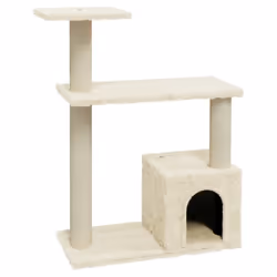 vidaXL Cat Tree with Sisal Scratching Posts Cream Cat Playhouse Cave Condo