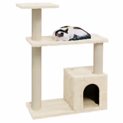 vidaXL Cat Tree with Sisal Scratching Posts Cream Cat Playhouse Cave Condo