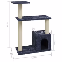 vidaXL Cat Tree with Sisal Scratching Posts Dark Grey Cat Playhouse Condo - Additional view 4