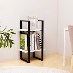 vidaXL Solid Pine Wood 2-Tier Book Cabinet White Office Storage Rack Bookcase