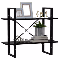 vidaXL 2-Tier Book Cabinet Black Engineered Wood Home Storage Rack Bookcase