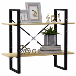 vidaXL 2-Tier Book Cabinet Sonoma Oak Engineered Wood Storage Rack Bookcase
