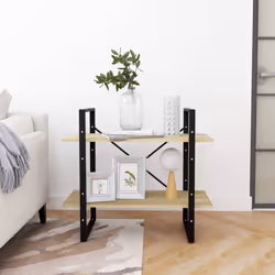 vidaXL 2-Tier Book Cabinet Sonoma Oak Engineered Wood Storage Rack Bookcase - Additional view 6