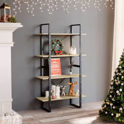 vidaXL 4-Tier Book Cabinet Sonoma Oak Engineered Wood Home Storage Bookcase