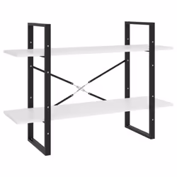 vidaXL 2-Tier Book Cabinet White Engineered Wood Home Bookcase Storage Rack