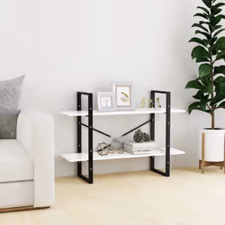 vidaXL 2-Tier Book Cabinet White Engineered Wood Home Bookcase Storage Rack