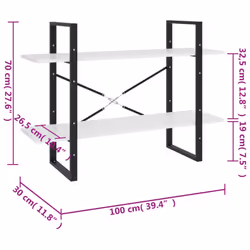 vidaXL 2-Tier Book Cabinet White Engineered Wood Home Bookcase Storage Rack - Additional view 4
