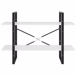 vidaXL 2-Tier Book Cabinet White Engineered Wood Home Bookcase Storage Rack - Additional view 5