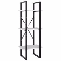 vidaXL 3-Tier Book Cabinet White Engineered Wood Home Storage Rack Bookcase
