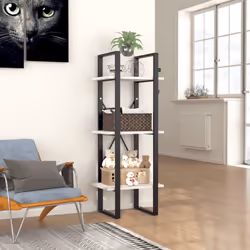 vidaXL 3-Tier Book Cabinet White Engineered Wood Home Storage Rack Bookcase