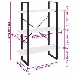 vidaXL Book Cabinet White Engineered Wood Organiser Bookcase Standing Shelf - Additional view 6