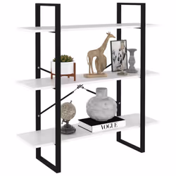 vidaXL Book Cabinet White Engineered Wood Organiser Bookcase Standing Shelf