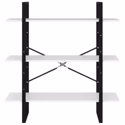 vidaXL Book Cabinet White Engineered Wood Organiser Bookcase Standing Shelf - Additional view 5