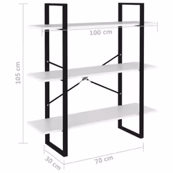vidaXL Book Cabinet White Engineered Wood Organiser Bookcase Standing Shelf - Additional view 7