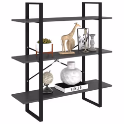 vidaXL Book Cabinet Grey Engineered Wood Organiser Bookcase Standing Shelf