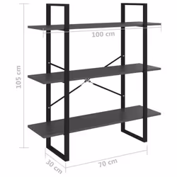 vidaXL Book Cabinet Grey Engineered Wood Organiser Bookcase Standing Shelf - Additional view 7