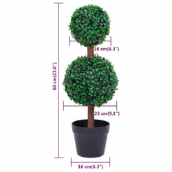 vidaXL Artificial Boxwood Plant with Pot Decor Artificial Flower Multi Sizes - 16 x 60 cm - Additional view 4