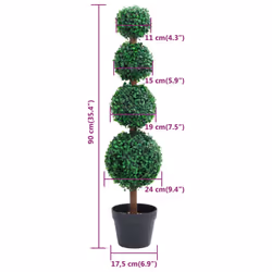 vidaXL Artificial Boxwood Plant with Pot Decor Artificial Flower Multi Sizes - 17.5 x 90 cm - Additional view 4
