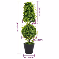 vidaXL Artificial Boxwood Plant with Pot Decor Artificial Flower Multi Sizes - 21.5 x 100 cm - Additional view 4