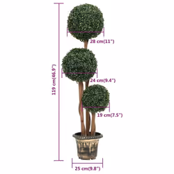 vidaXL Artificial Boxwood Plant with Pot Decor Artificial Flower Multi Sizes - 25 x 119 cm - Additional view 4