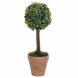 vidaXL 2x Artificial Boxwood Plants with Pots Ball Shaped Decor Multi Sizes - 11.5 x 41 cm