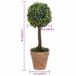 vidaXL 2x Artificial Boxwood Plants with Pots Ball Shaped Decor Multi Sizes - 11.5 x 41 cm - Additional view 5
