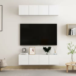 vidaXL 4x TV Cabinets White Chipboard Home Furniture TV Stand Cabinet Unit