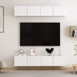 vidaXL 4x TV Cabinets White Engineered Wood Furniture TV Stand Cabinet Unit