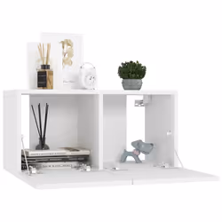 vidaXL TV Cabinet Set 4 Piece White Chipboard Home Furniture TV Stand Cabinet