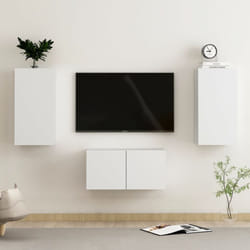 vidaXL TV Cabinet Set 3 Piece White Engineered Wood Furniture TV Stand Cabinet