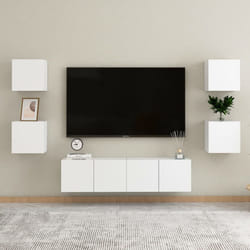 vidaXL TV Cabinet Set 6 Piece White Chipboard Home Furniture TV Stand Cabinet