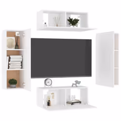 vidaXL TV Cabinet Set 4 Piece White Engineered Wood Furniture TV Stand Cabinet