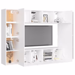 vidaXL TV Cabinet Set 8 Piece White Chipboard Home Furniture TV Stand Cabinet - Additional view 2