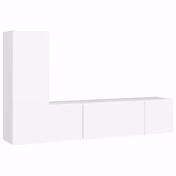 vidaXL TV Cabinet Set 3 Piece White Chipboard Lowboard Living Room Furniture