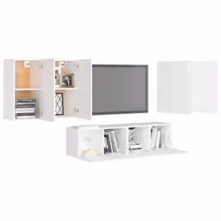 vidaXL TV Cabinet Set 6 Piece White Chipboard Home Furniture TV Stand Cabinet - Additional view 2