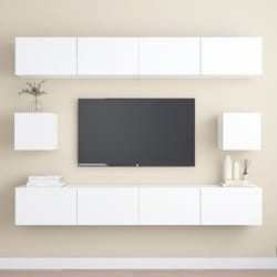 vidaXL TV Cabinet Set 6 Piece White Engineered Wood Furniture TV Stand Cabinet