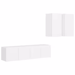 vidaXL TV Cabinet Set 4 Piece White Chipboard Home Furniture TV Stand Cabinet