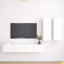 vidaXL TV Cabinet Set 4 Piece White Engineered Wood Furniture TV Stand Cabinet