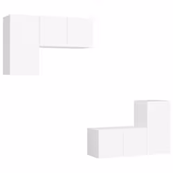 vidaXL TV Cabinet Set 4 Piece White Chipboard Home Furniture TV Stand Cabinet