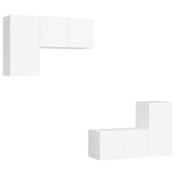 vidaXL TV Cabinet Set 4 Piece White Chipboard Home Furniture TV Stand Cabinet