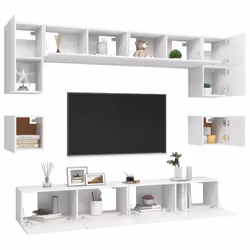 vidaXL TV Cabinet Set 8 Piece Chipboard Living Room 80/100cm Multi Colours - 100 cm - Additional view 2