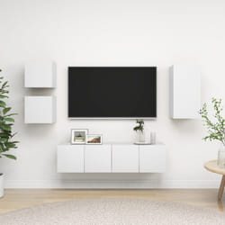 vidaXL TV Cabinet Set 5 Piece White Chipboard Lowboard Living Room Furniture