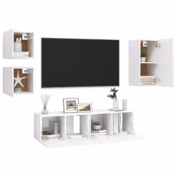 vidaXL TV Cabinet Set 5 Piece White Chipboard Lowboard Living Room Furniture